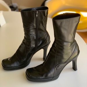 Nine West Black Leather Ankle Boots